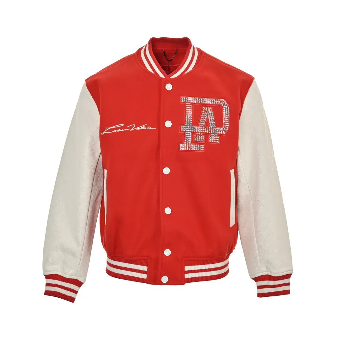 Louis Vuitton/Louis Vuitton 24Fw pearl hot diamond lettering baseball jacket